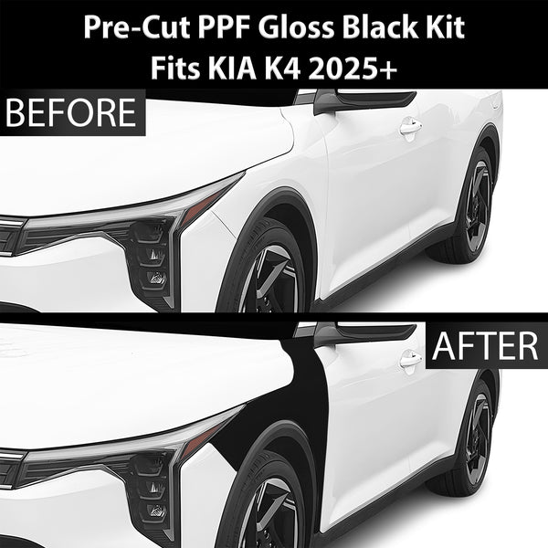 Fits KIA K4 2025 Precut Premium Gloss Black Carbon Fiber Fender Paint Protection Film PPF Decal Film Kit