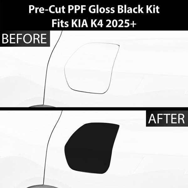 Fits KIA K4 2025 Precut Fuel Door Premium Paint Protection Film PPF Decal Film Kit Gas Cap Cover, Gloss Black Carbon Fiber