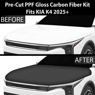 Fits KIA K4 2025+ Precut Premium Gloss Black Carbon Fiber Hood Paint Protection Film PPF Decal Film Kit