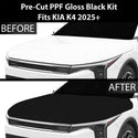 Fits KIA K4 2025+ Precut Premium Gloss Black Carbon Fiber Hood Paint Protection Film PPF Decal Film Kit