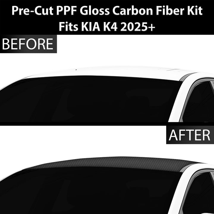 Fits KIA K4 2025+ Precut Premium Gloss Black Carbon Fiber Roof Paint Protection Film PPF Decal Film Kit - Bogar Tech Designs