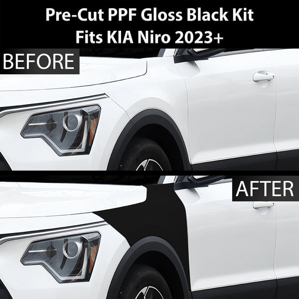 Fits KIA Niro 2023+ Precut Premium Gloss Black Carbon Fiber Fender Paint Protection Film PPF Decal Film Kit