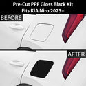 Fits KIA Niro 2023+ Precut Fuel Door Premium Paint Protection Film PPF Decal Film Kit Gas Cap Cover, Gloss Black Carbon Fiber