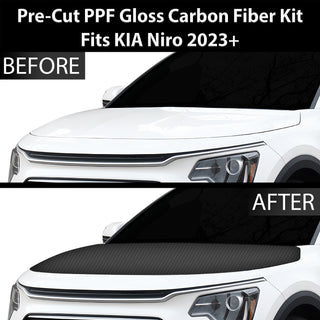 Fits KIA Niro 2023+ Precut Premium Gloss Black Carbon Fiber Hood Paint Protection Film PPF Decal Film Kit