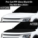 Fits KIA Niro 2023+ Precut Premium Gloss Black Carbon Fiber Hood Paint Protection Film PPF Decal Film Kit