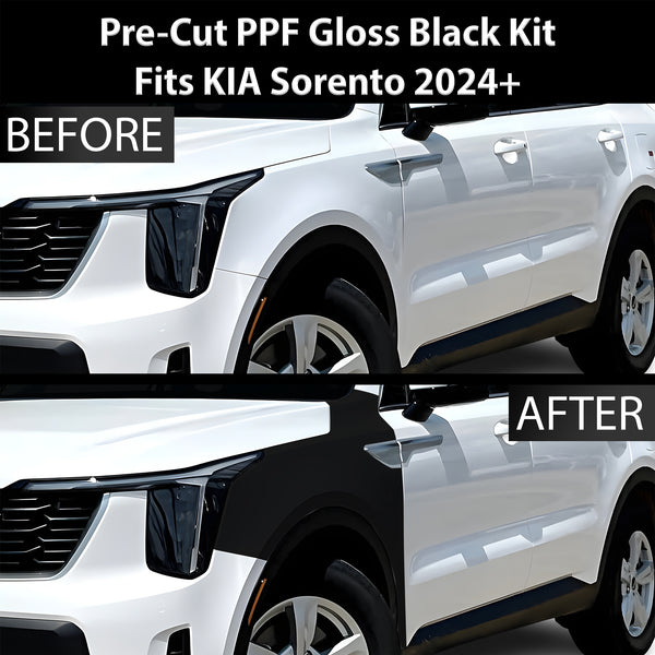 Fits KIA Sorento 2024+ Precut Premium Gloss Black Carbon Fiber Fender Paint Protection Film PPF Decal Film Kit