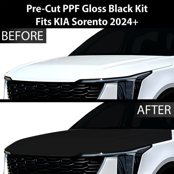 Fits KIA Sorento 2024+ Precut Premium Gloss Black Carbon Fiber Hood Paint Protection Film PPF Decal Film Kit