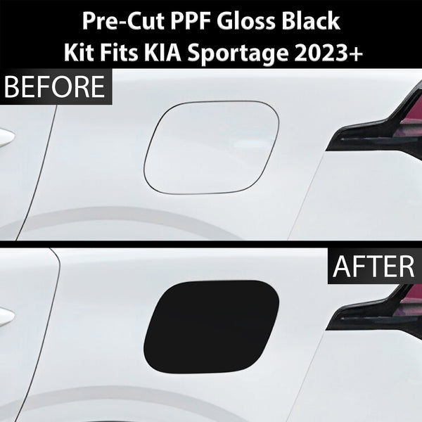 Fits KIA Sportage 2023+ Precut Fuel Door Premium Paint Protection Film PPF Decal Film Kit Gas Cap Cover, Gloss Black Carbon Fiber - Bogar Tech Designs