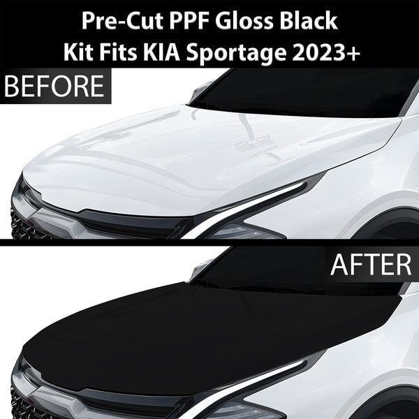 Fits KIA Sportage 2023+ Precut Premium Gloss Black Carbon Fiber Hood Paint Protection Film PPF Decal Film Kit - Bogar Tech Designs