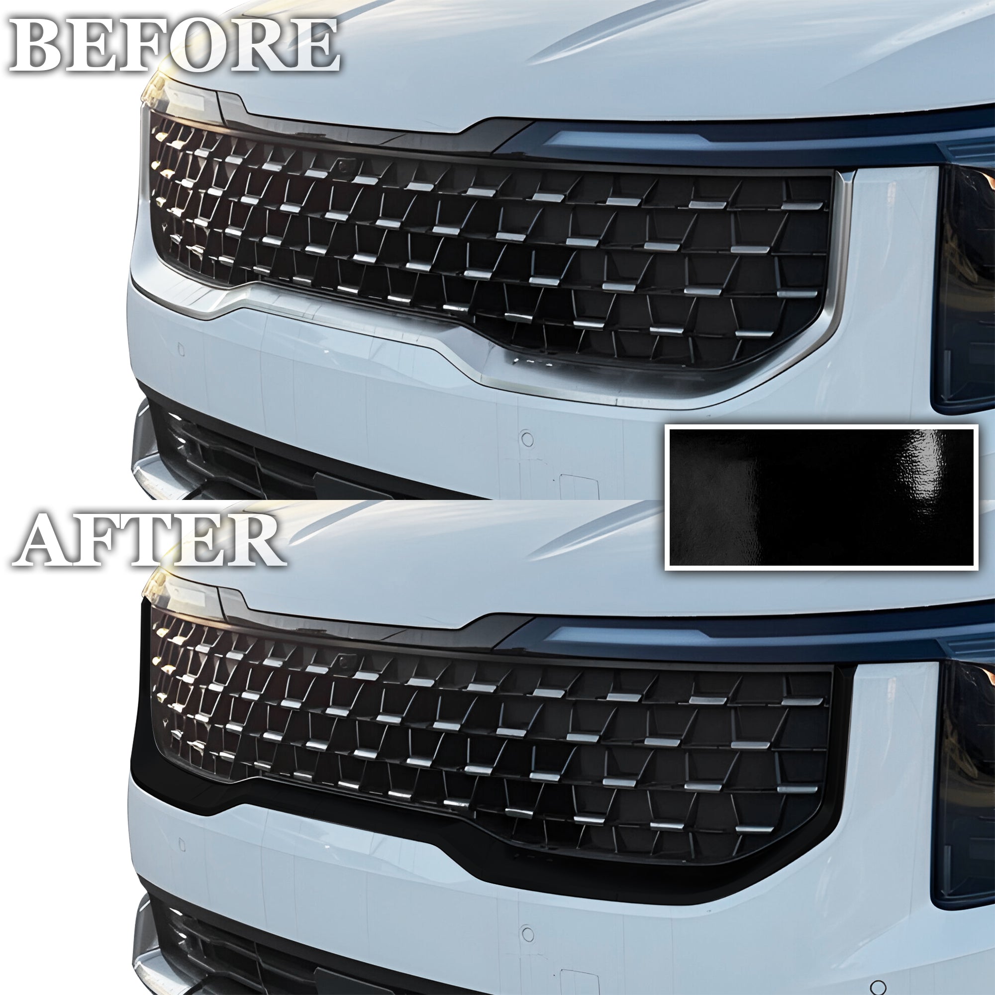 Kia Carnival 2022-2026 Blackout Chrome Delete Kit – Precut Gloss Black Vinyl Overlays