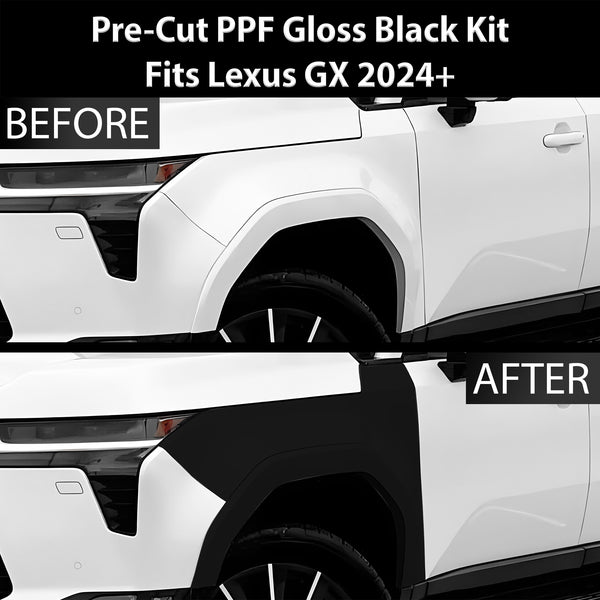 Fits Lexus GX 550 2024+ Precut Premium Gloss Black Carbon Fiber Fender Paint Protection Film PPF Decal Film Kit