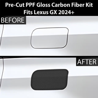 Fits Lexus GX 550 2024+ Precut Fuel Door Premium Paint Protection Film PPF Decal Film Kit Gas Cap Cover, Gloss Black Carbon Fiber