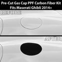 Fits Maserati Ghibli 2014+ Precut Fuel Door Premium Paint Protection Film PPF Decal Film Kit Gas Cap Cover, Gloss Black Carbon Fiber