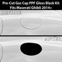 Fits Maserati Ghibli 2014+ Precut Fuel Door Premium Paint Protection Film PPF Decal Film Kit Gas Cap Cover, Gloss Black Carbon Fiber