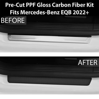 Fits Mercedes-Benz EQB 2022+ Precut Door Sill Premium Paint Protection Film PPF Decal Film Kit, Gloss Black Carbon Fiber