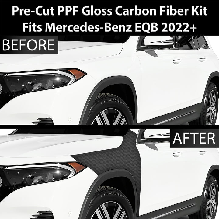 Fits Mercedes - Benz EQB 2022+ Precut Premium Gloss Black Carbon Fiber Fender Paint Protection Film PPF Decal Film Kit - Bogar Tech Designs