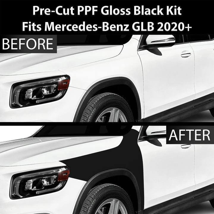 Fits Mercedes - Benz GLB 2020+ Precut Premium Gloss Black Carbon Fiber Fender Paint Protection Film PPF Decal Film Kit - Bogar Tech Designs