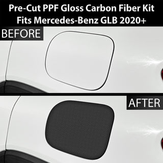 Fits Mercedes-Benz GLB 2020+ Precut Fuel Door Premium Paint Protection Film PPF Decal Film Kit Gas Cap Cover, Gloss Black Carbon Fiber