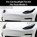 Tesla Model 3 2017–2023 Dark Smoke Headlight & Taillight Tint Kit – Precut Vinyl Lens Overlays
