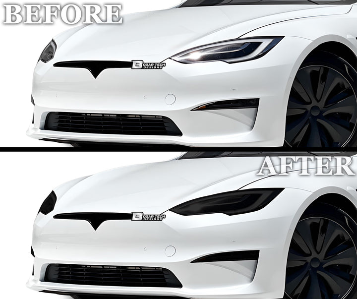 Full Headlight Taillight Precut Smoked PPF Tint Kit Film Overlay Fits Tesla Model S 2017 - 2025 - Bogar Tech Designs
