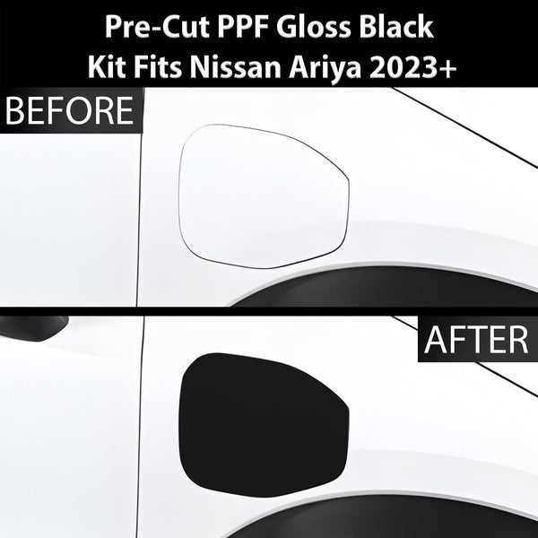 Fits Nissan Ariya 2023+ Precut Fuel Door Premium Paint Protection Film PPF Decal Film Kit Gas Cap Cover, Gloss Black Carbon Fiber