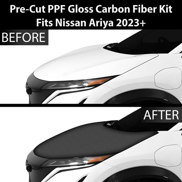 Fits Nissan Ariya 2023+ Precut Premium Gloss Black Carbon Fiber Hood Paint Protection Film PPF Decal Film Kit