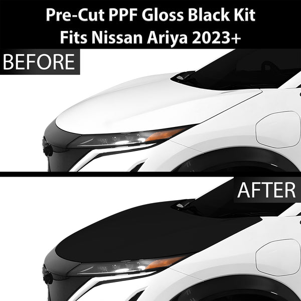 Fits Nissan Ariya 2023+ Precut Premium Gloss Black Carbon Fiber Hood Paint Protection Film PPF Decal Film Kit