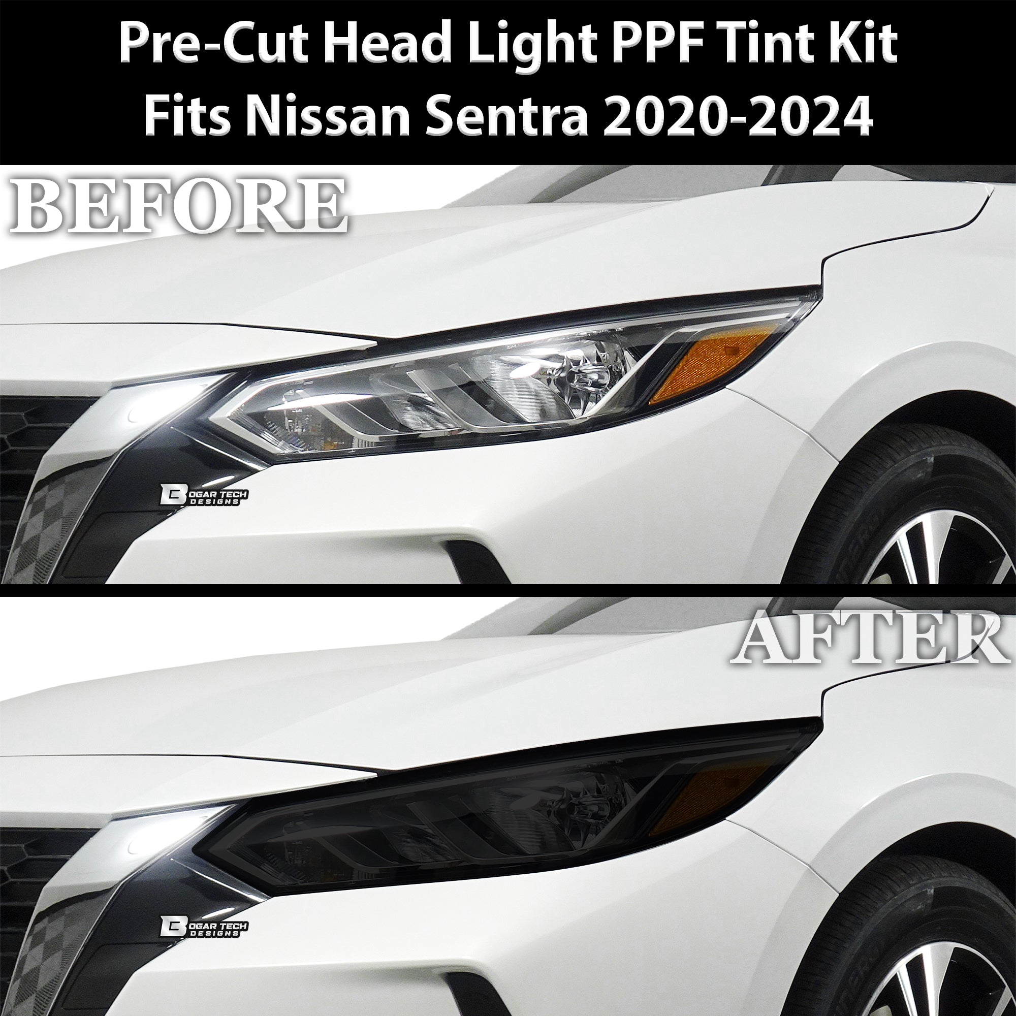 Full Headlight Taillight Precut Smoked PPF Tint Kit Overlay Film Fits Nissan Sentra 2020 - 2025 - Bogar Tech Designs