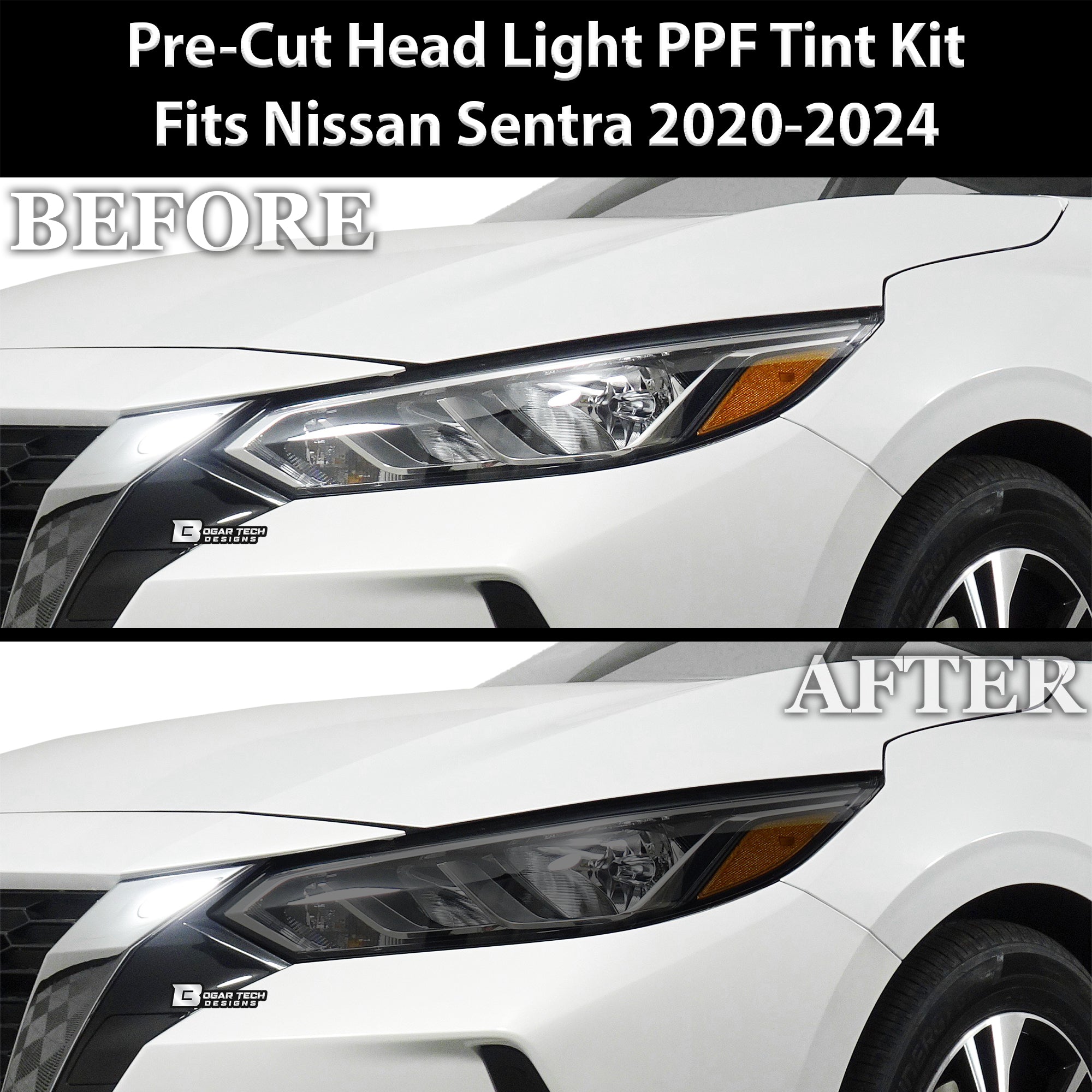 Full Headlight Taillight Precut Smoked PPF Tint Kit Overlay Film Fits Nissan Sentra 2020 - 2025 - Bogar Tech Designs
