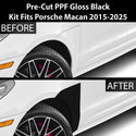 Fits Porsche Macan 2015-2025 Precut Premium Gloss Black Carbon Fiber Fender Paint Protection Film PPF Decal Film Kit