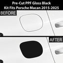 Fits Porsche Macan 2015-2025 Precut Fuel Door Premium Paint Protection Film PPF Decal Film Kit Gas Cap Cover, Gloss Black Carbon Fiber