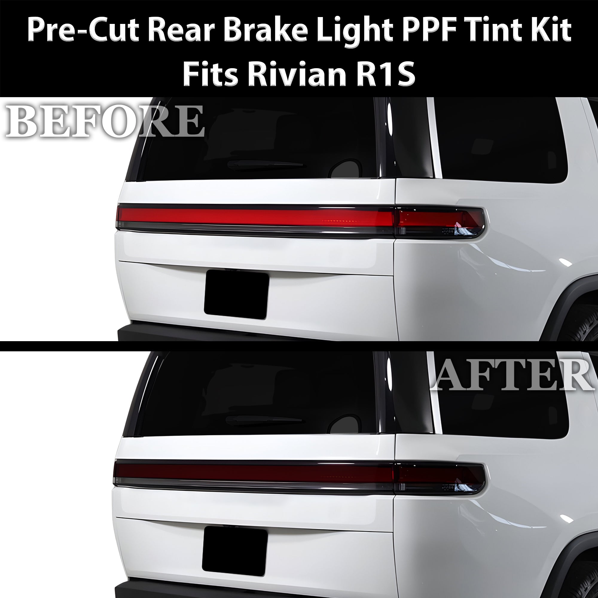 Rivian R1S 2022–2026 Dark Smoke Headlight & Taillight Tint Kit – Precut Vinyl Lens Overlays