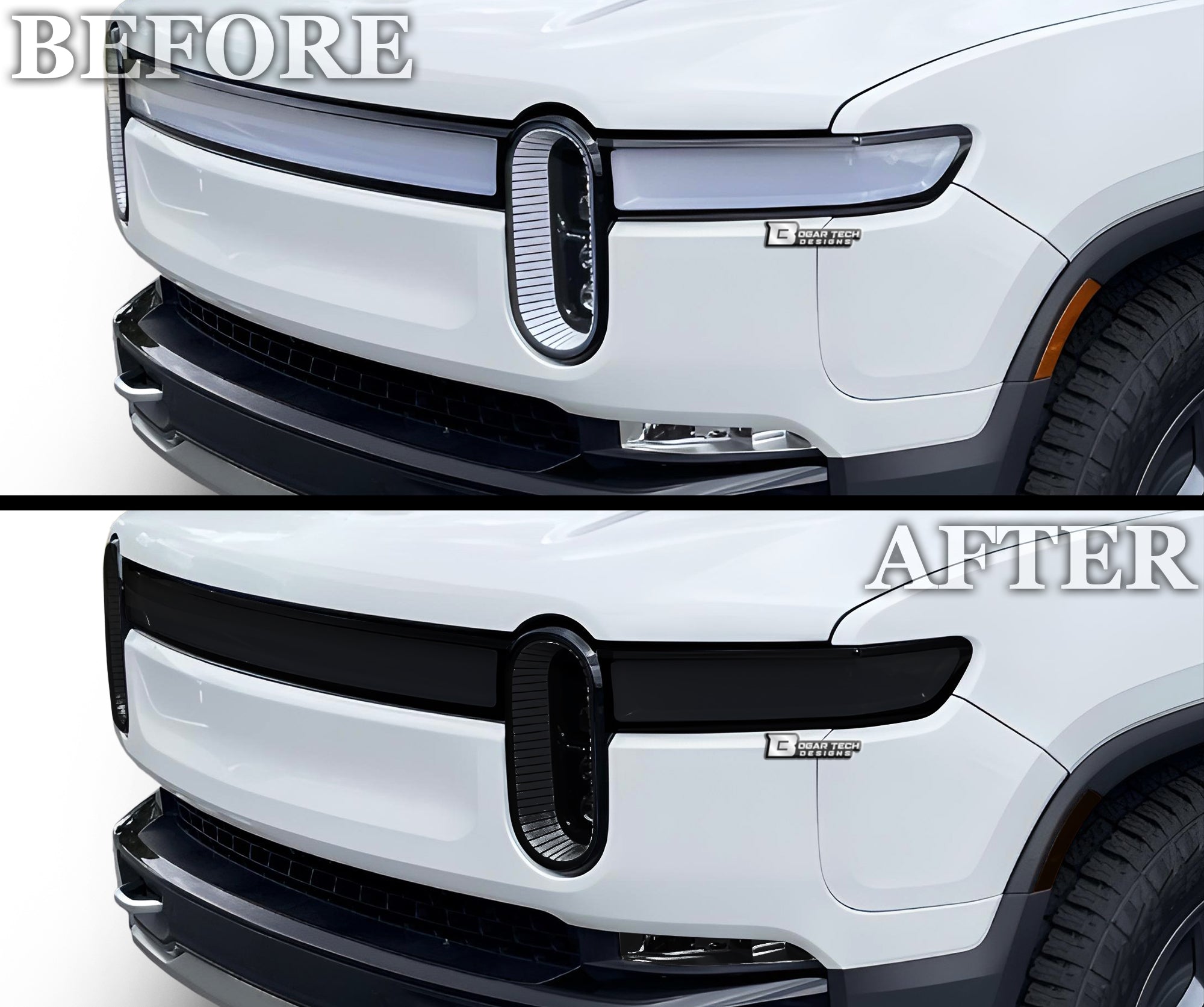 Full Headlight Taillight Precut Smoked PPF Tint Kit Film Overlay Fits Rivian R1T R1S - Bogar Tech Designs