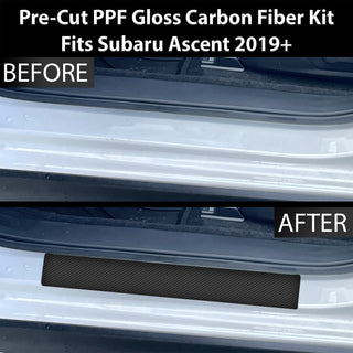 Fits Subaru Ascent 2019+ Precut Door Sill Premium Paint Protection Film PPF Decal Film Kit, Gloss Black Carbon Fiber