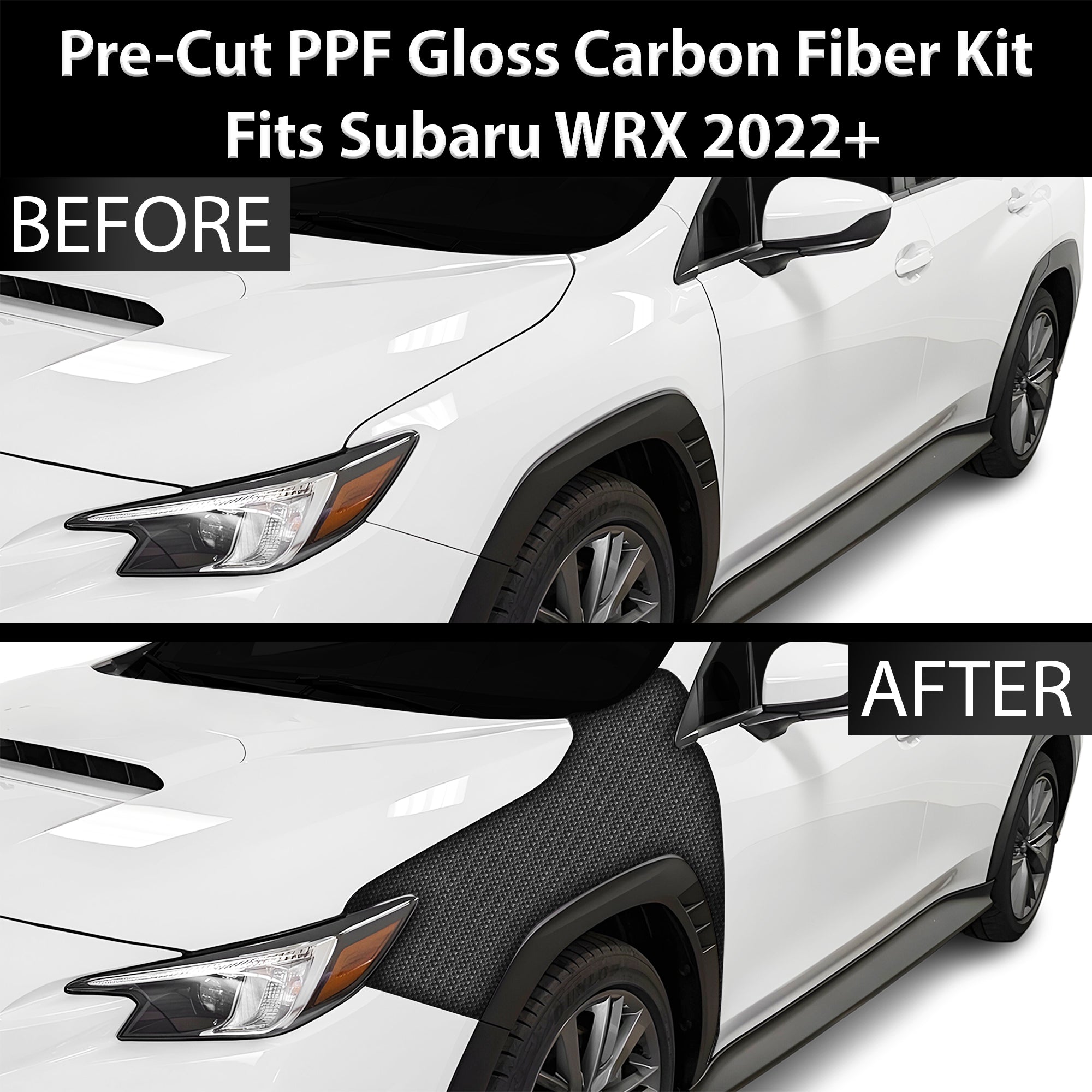 Fits Subaru WRX 2022+ Precut Premium Gloss Black Carbon Fiber Fender Paint Protection Film PPF Decal Film Kit - Bogar Tech Designs