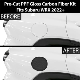 Fits Subaru WRX 2022+ Precut Fuel Door Premium Paint Protection Film PPF Decal Film Kit Gas Cap Cover, Gloss Black Carbon Fiber