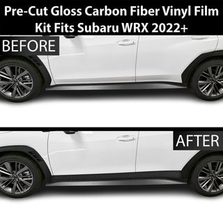 Fits Subaru WRX 2022+ Side Skirt Rocker Panel Vinyl Blackout Decal Stickers Overlay Film, Carbon Fiber & Gloss Black