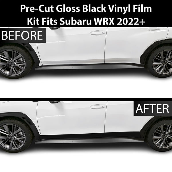 Fits Subaru WRX 2022+ Side Skirt Rocker Panel Vinyl Blackout Decal Stickers Overlay Film, Carbon Fiber & Gloss Black