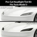 Tesla Model 3 2024–2026 Dark Smoke Headlight & Taillight Tint Kit – Precut Vinyl Lens Overlays