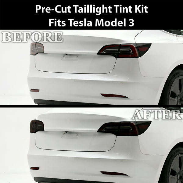 Tesla Model 3 2017–2023 Dark Smoke Headlight & Taillight Tint Kit – Precut Vinyl Lens Overlays