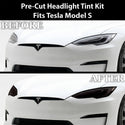 Tesla Model S 2017–2026 Dark Smoke Headlight & Taillight Tint Kit – Precut Vinyl Lens Overlays
