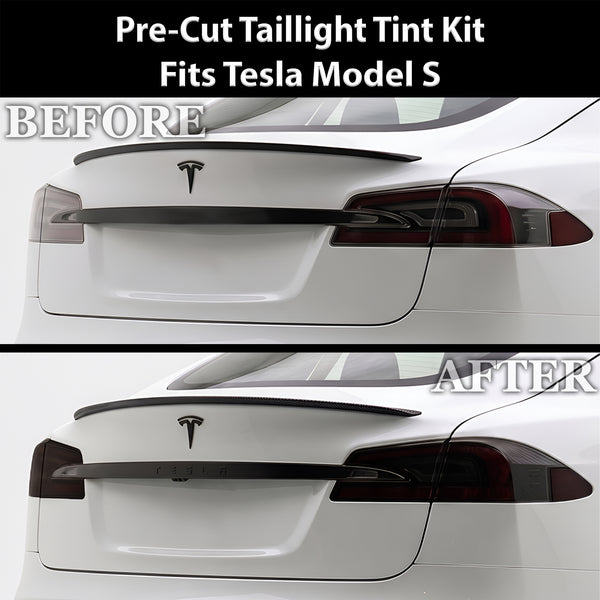 Tesla Model S 2017–2026 Dark Smoke Headlight & Taillight Tint Kit – Precut Vinyl Lens Overlays