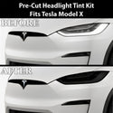 Tesla Model X 2022–2026 Dark Smoke Headlight & Taillight Tint Kit – Precut Vinyl Lens Overlays