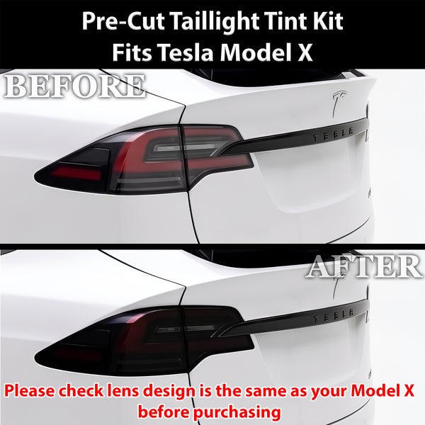 Tesla Model X 2022–2026 Dark Smoke Headlight & Taillight Tint Kit – Precut Vinyl Lens Overlays