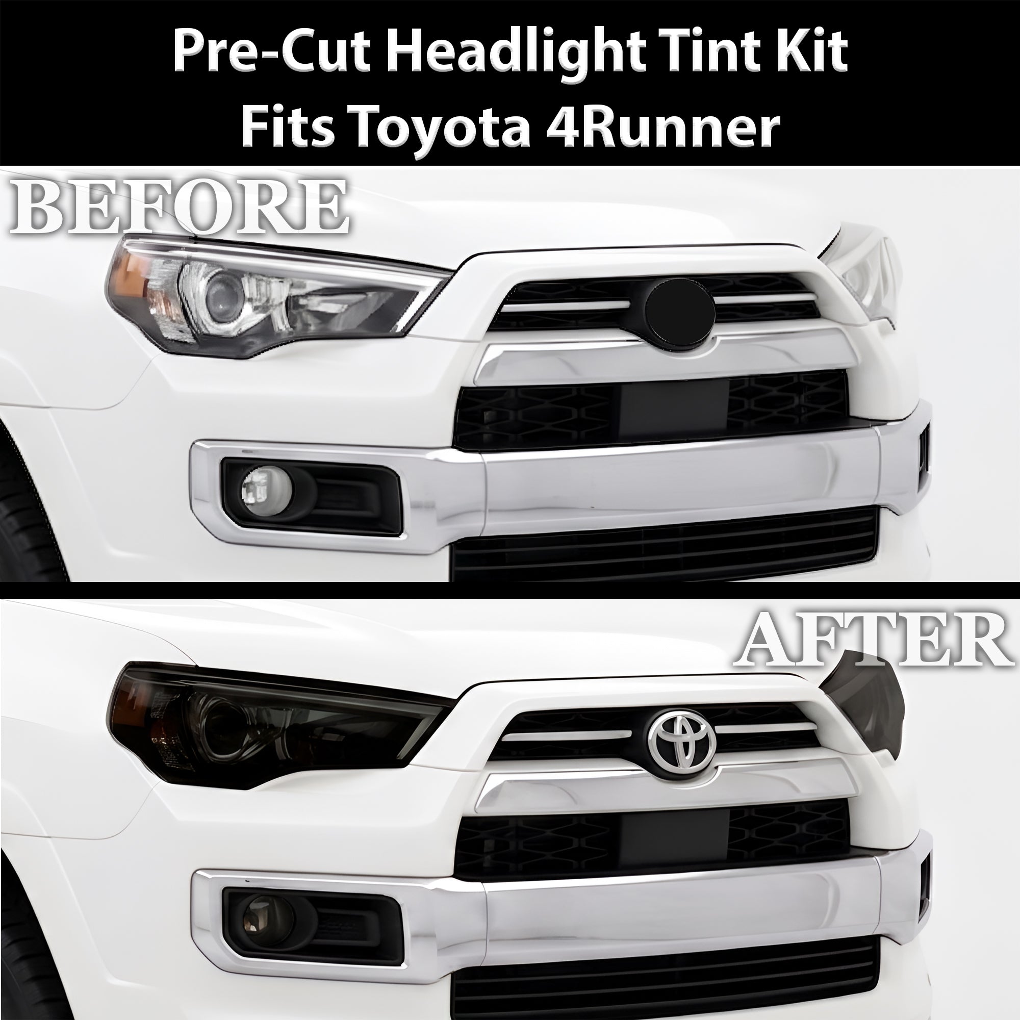Toyota 4Runner 2014–2024 Dark Smoke Headlight & Taillight Tint Kit – Precut Vinyl Lens Overlays