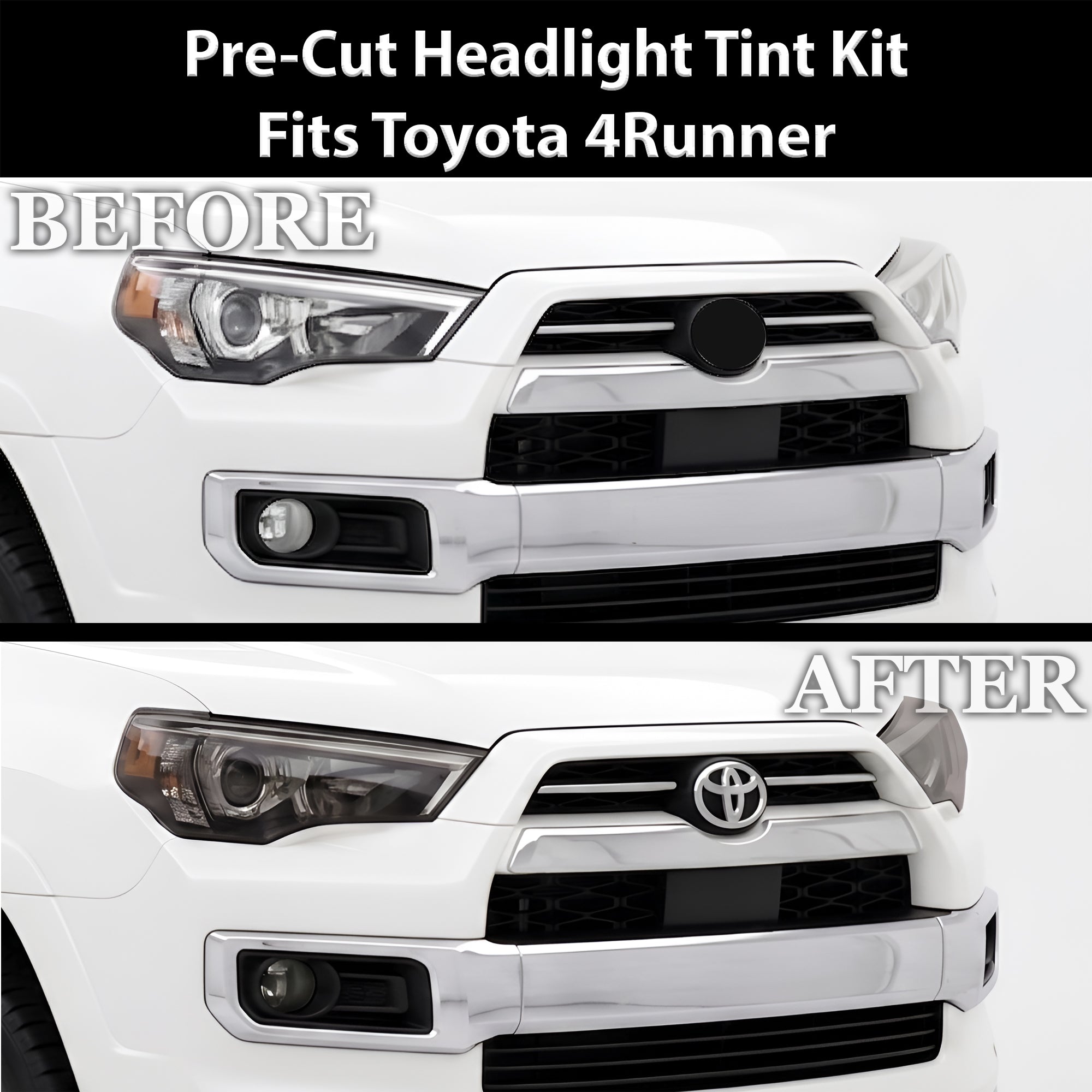 Toyota 4Runner 2014–2024 Dark Smoke Headlight & Taillight Tint Kit – Precut Vinyl Lens Overlays
