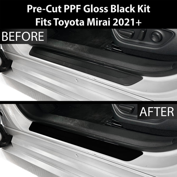 Fits Toyota Mirai 2021+ Precut Door Sill Premium Paint Protection Film PPF Decal Film Kit, Gloss Black Carbon Fiber