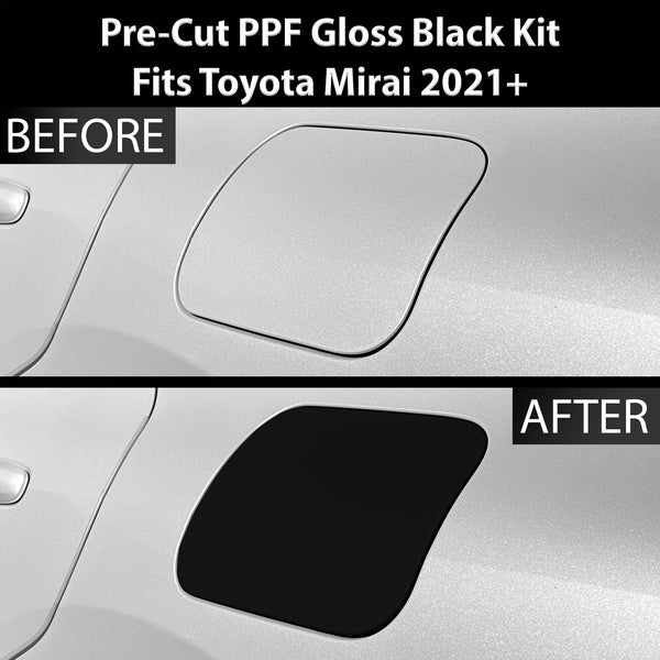 Fits Toyota Mirai 2021+ Precut Fuel Door Premium Paint Protection Film PPF Decal Film Kit Gas Cap Cover, Gloss Black Carbon Fiber