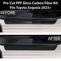 Fits Toyota Sequoia 2023+ Precut Door Sill Premium Paint Protection Film PPF Decal Film Kit, Gloss Black Carbon Fiber