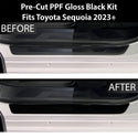 Fits Toyota Sequoia 2023+ Precut Door Sill Premium Paint Protection Film PPF Decal Film Kit, Gloss Black Carbon Fiber